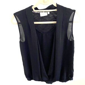 Deletta Black Sleeveless Round Neck Blouse Womens Shirt‎ Top Size XS